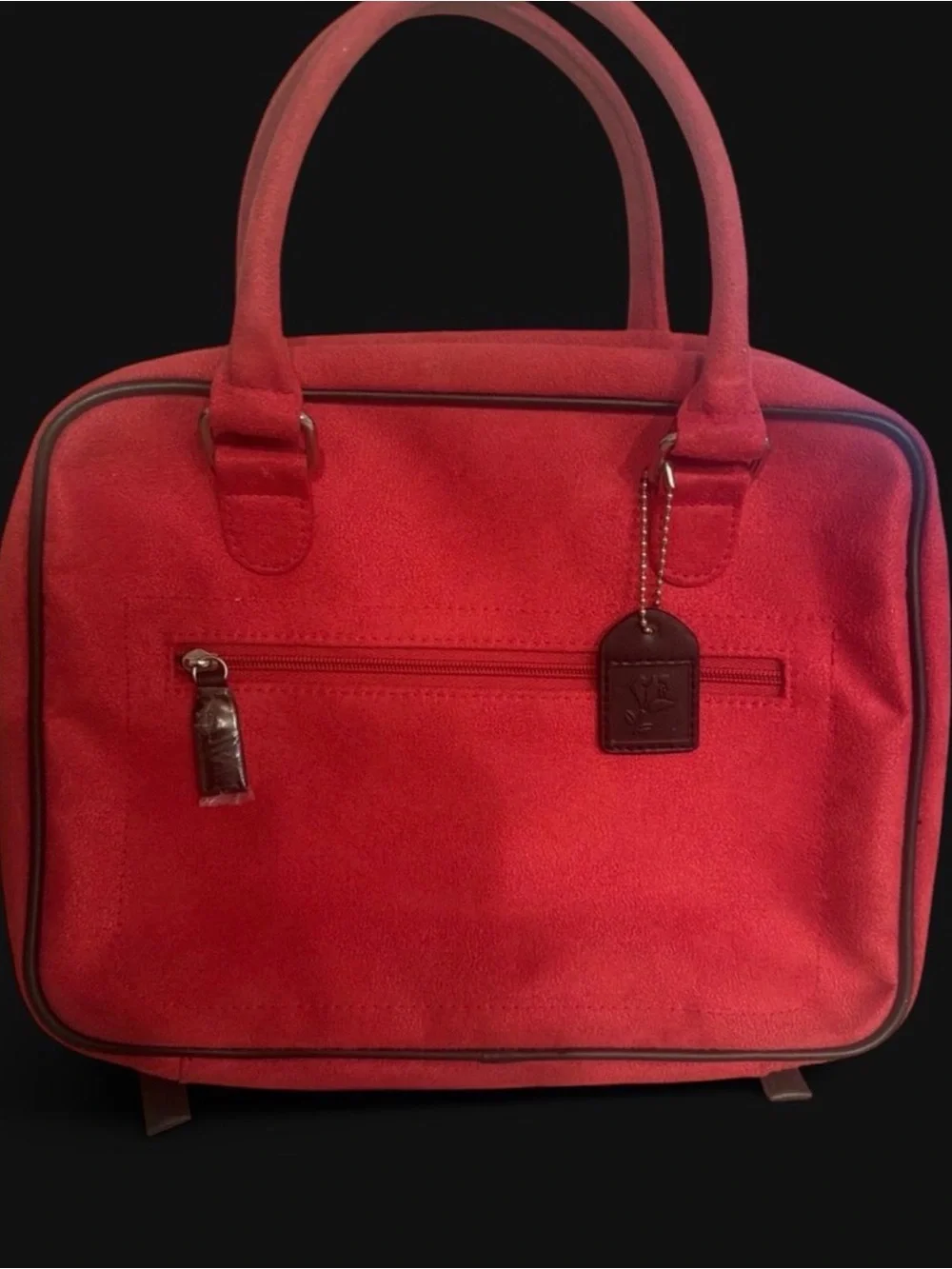 Lancome Red Suede Double Sided Storage Makeup Handle Bag Limited Edition
